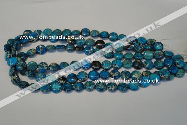 CDE305 15.5 inches 12mm flat round dyed sea sediment jasper beads