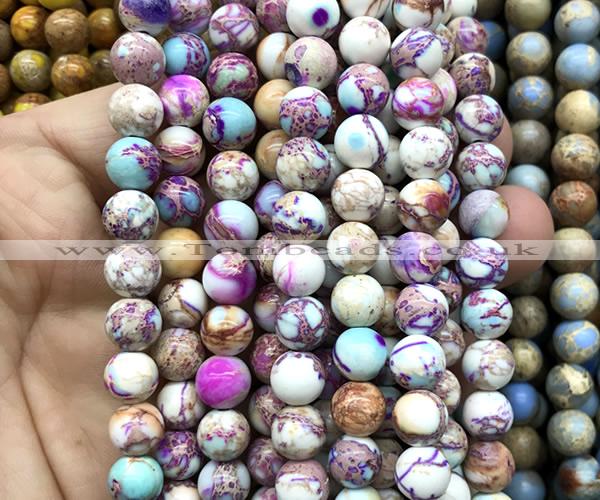 CDE3208 15 inches 8mm round sea sediment jasper beads wholesale