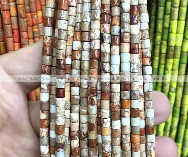 CDE3600 15 inches 4*4mm tube sea sediment jasper beads