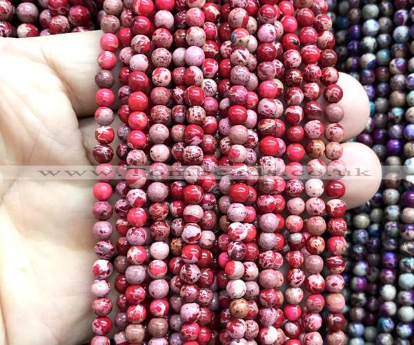 CDE3805 15 inches 4mm round red sea sediment jasper beads