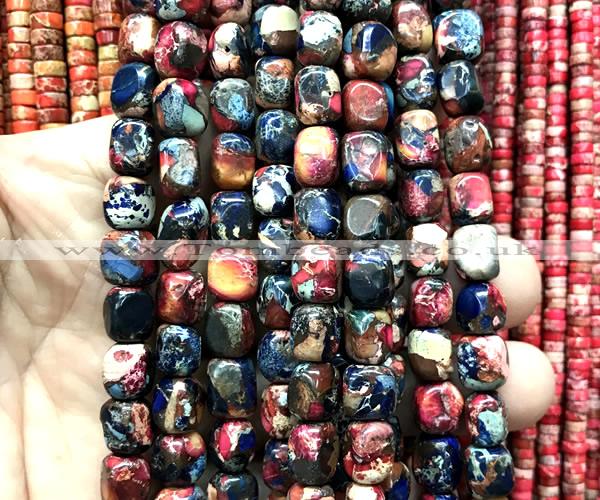 CDE3952 15 inches 7*9mm nuggets rainbow sea sediment jasper beads