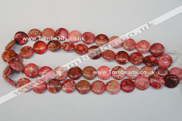 CDI655 15.5 inches 16mm flat round dyed imperial jasper beads