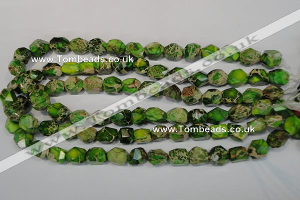 CDT155 15.5 inches 10*12mm faceted nugget dyed aqua terra jasper beads