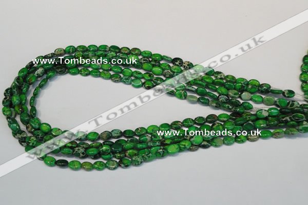 CDT178 15.5 inches 6*8mm oval dyed aqua terra jasper beads