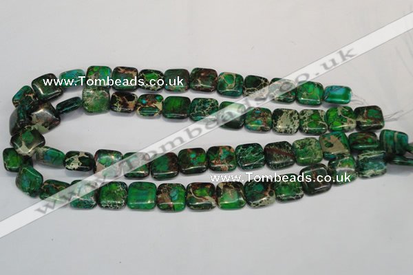 CDT193 15.5 inches 14*14mm square dyed aqua terra jasper beads