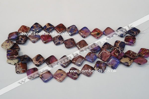 CDT445 15.5 inches 16*16mm diamond dyed aqua terra jasper beads