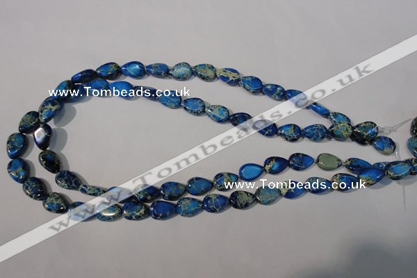 CDT915 15.5 inches 9*13mm flat teardrop dyed aqua terra jasper beads