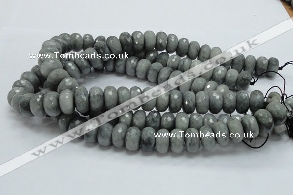 CEE26 15.5 inches 10*18mm faceted rondelle eagle eye jasper beads