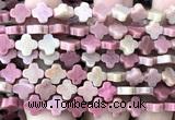 CFG1612 15 inches 8mm four leaf clover pink wooden jasper beads