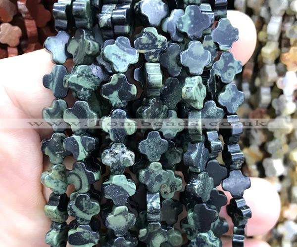 CFG1623 15 inches 8mm four leaf clover kambaba jasper beads