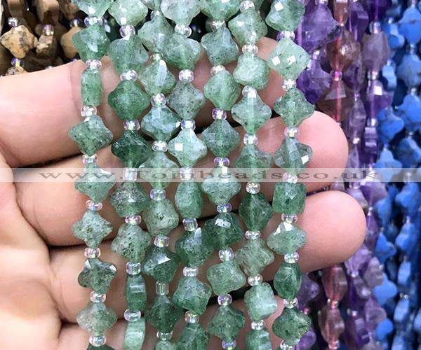 CFG1700 15 inches 8mm four leaf clover green strawberry quartz beads