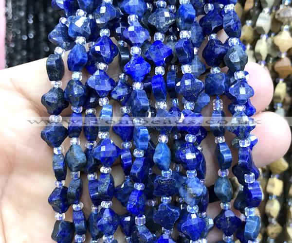 CFG1701 15 inches 8mm four leaf clover lapis lazuli beads