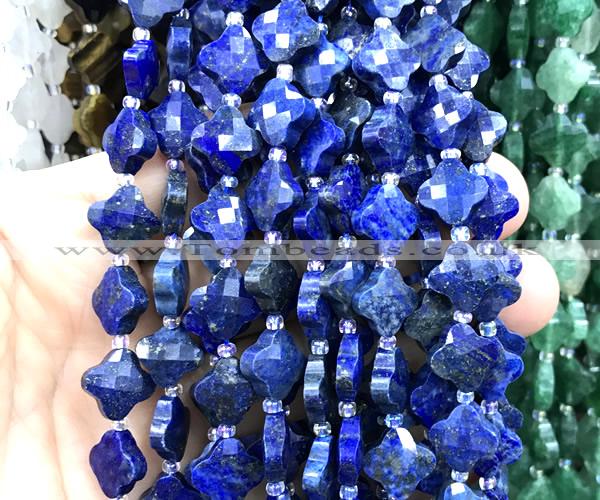 CFG1811 15 inches 12mm four leaf clover lapis lazuli gemstone beads