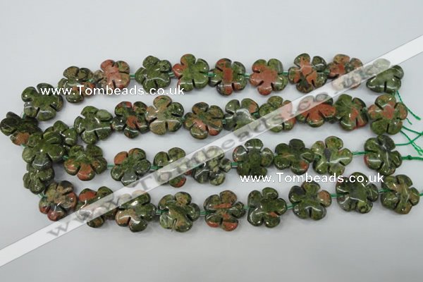 CFG451 15.5 inches 20mm carved flower unakite gemstone beads