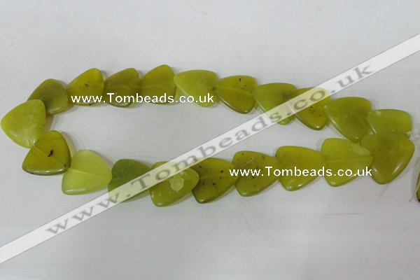 CFG537 15.5 inches 25*25mm carved triangle Korean jade beads