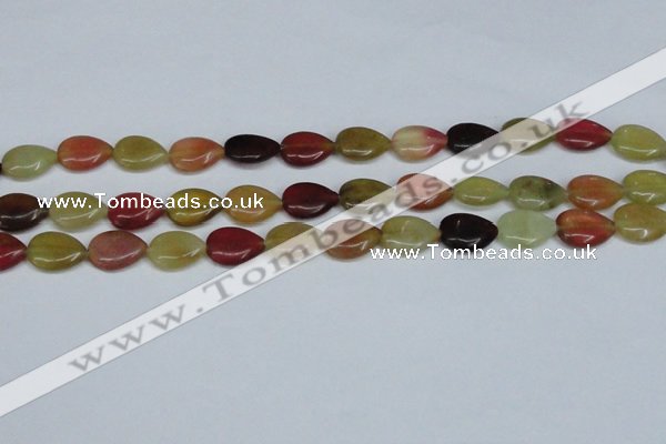 CFW122 15.5 inches 12*16mm flat teardrop flower jade gemstone beads