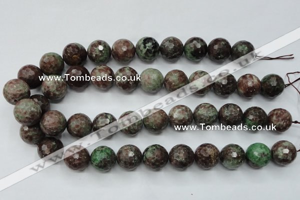 CGA314 15.5 inches 12mm faceted round red green garnet gemstone beads