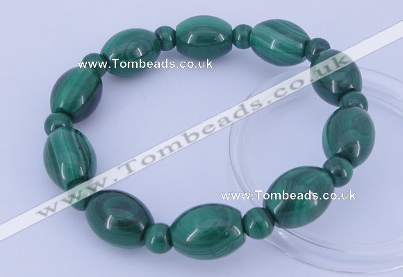 CGB227 8 inches round & rice natural malachite gemstone bracelets