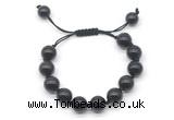 CGB8640 12mm round golden obsidian adjustable macrame bracelets