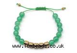 CGB9062 8mm, 10mm green agate & drum hematite adjustable bracelets