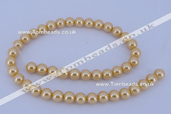 CGL53 10PCS 16 inches 6mm round dyed glass pearl beads wholesale