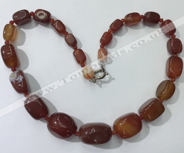 CGN125 22 inches 10*14mm - 20*30mm nuggets red agate necklaces