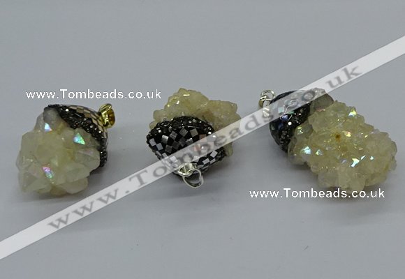 CGP3193 20*30mm - 25*40mm nuggets plated druzy quartz pendants