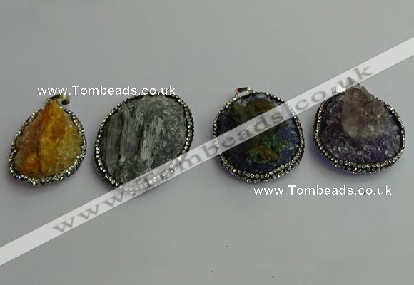 CGP370 30*40mm - 35*45mm freeform crystal glass & gemstone pendants