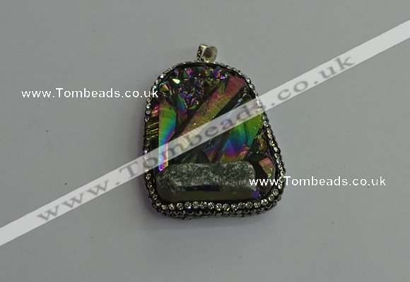 CGP377 30*40mm - 35*45mm freeform plated white crystal pendants