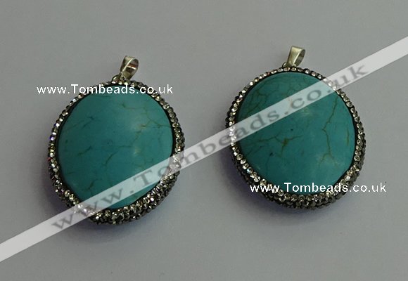 CGP405 30*40mm - 35*45mm oval turquoise pendants wholesale