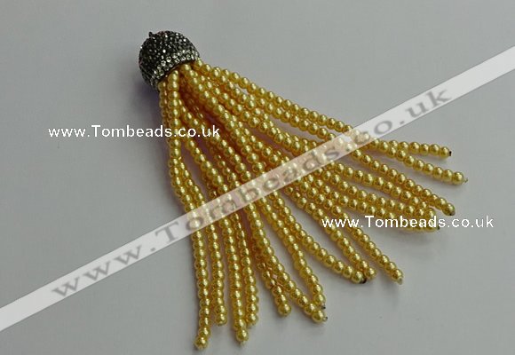 CGP678 3mm round handmade glass beaded tassel pendants wholesale