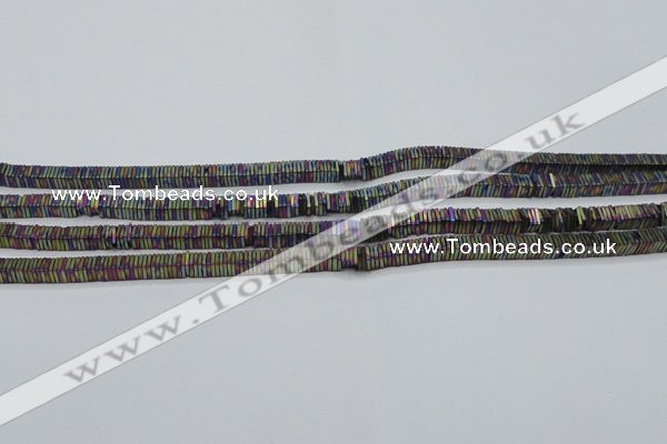 CHE637 15.5 inches 1*4*4mm square matte plated hematite beads