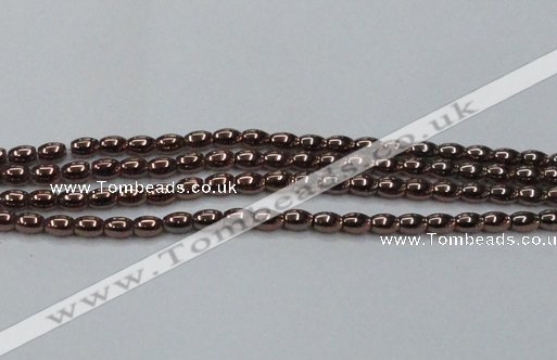 CHE742 15.5 inches 4*6mm rice plated hematite beads wholesale