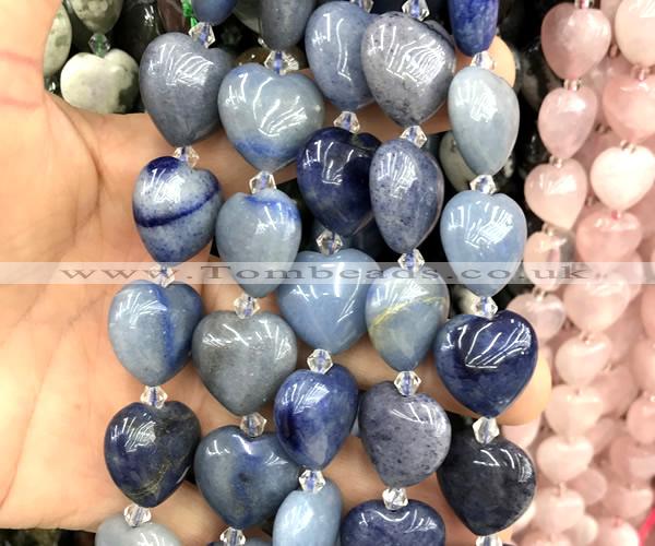 CHG206 15 inches 20mm heart blue aventurine jade beads wholesale