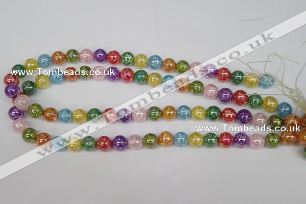 CKQ74 15.5 inches 12mm round AB-color dyed crackle quartz beads