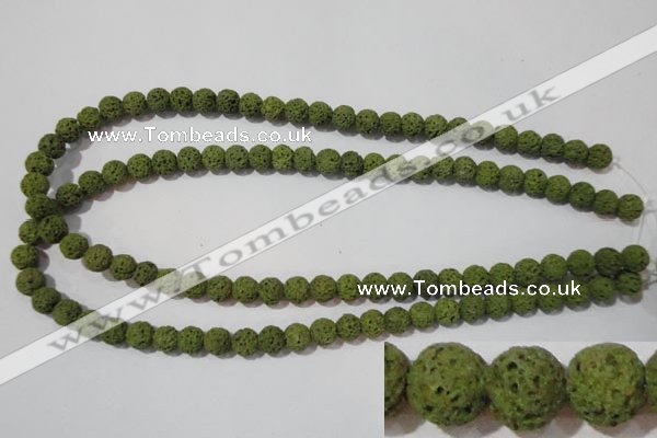 CLV460 15.5 inches 8mm round dyed green lava beads wholesale