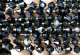 CME465 15 inches 8mm faceted bicone black banded agate beads