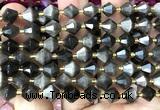 CME467 15 inches 8mm faceted bicone silver obsidian beads