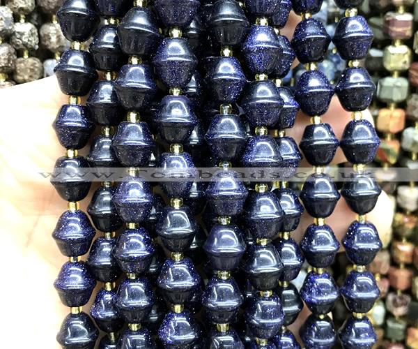 CME630 15 inches 10*11mm bicone blue goldstone beads wholesale