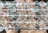 CME750 15 inches 12mm faceted hexagon white crystal beads