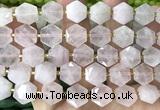 CME751 15 inches 12mm faceted hexagon rose quartz beads