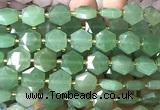 CME756 15 inches 12mm faceted hexagon green aventurine jade beads