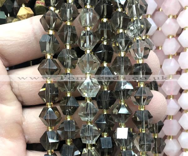 CME805 15 inches 8*10mm faceted bicone smoky quartz beads