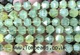 CME807 15 inches 8*10mm faceted bicone green rutilated quartz beads