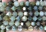 CME810 15 inches 8*10mm faceted bicone green rutilated quartz beads