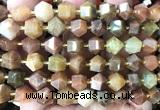 CME812 15 inches 8*10mm faceted bicone red rutilated quartz beads