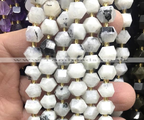 CME815 15 inches 8*10mm faceted bicone white moonstone beads