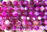 CME830 15 inches 8*10mm faceted bicone pink fuchsia banded agate beads