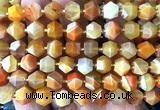 CME832 15 inches 8*10mm faceted bicone orange banded agate beads