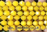 CME844 15 inches 8*10mm faceted bicone yellow candy jade beads